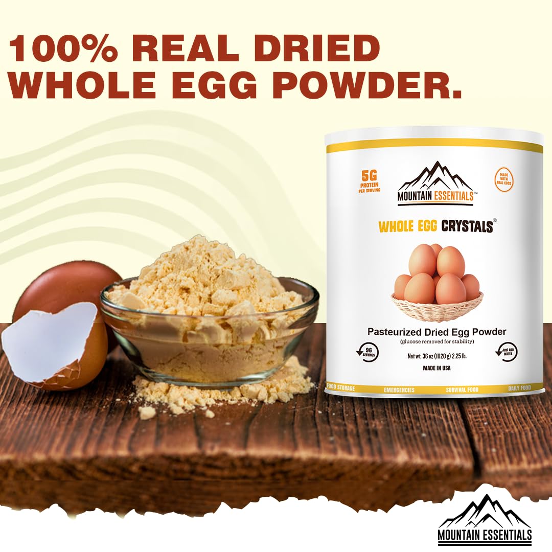 MOUNTAIN ESSENTIALS Dehydrated Whole Powdered Egg Crystals | All-Natural | Long Term Storage | 2.25 Lb Can