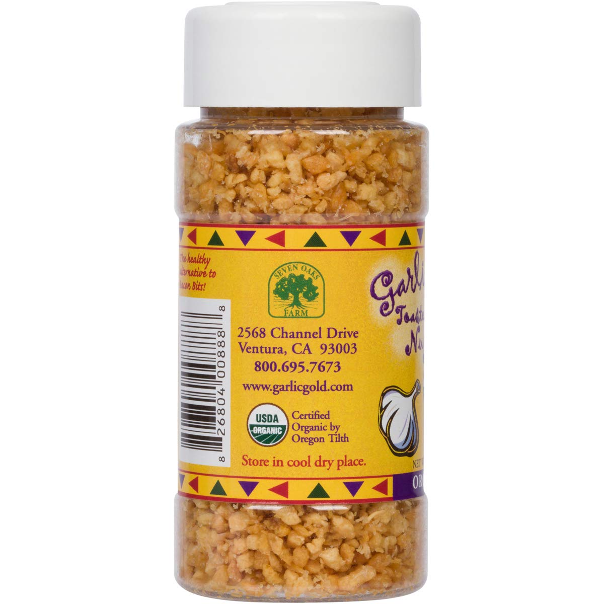 Garlic Gold, Organic Crunchy Garlic Nuggets, Roasted Garlic Seasoning Granules, Vegan 2.1-Ounce Shaker Jar (Pack of 6)