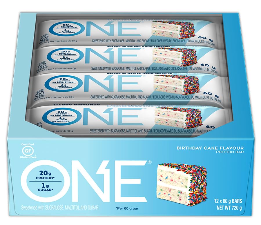 One Protein Bars, Birthday Cake, Gluten Free Protein Bars With 20G Protein And Only 1G Sugar, Guilt-Free Snacking For High Prote