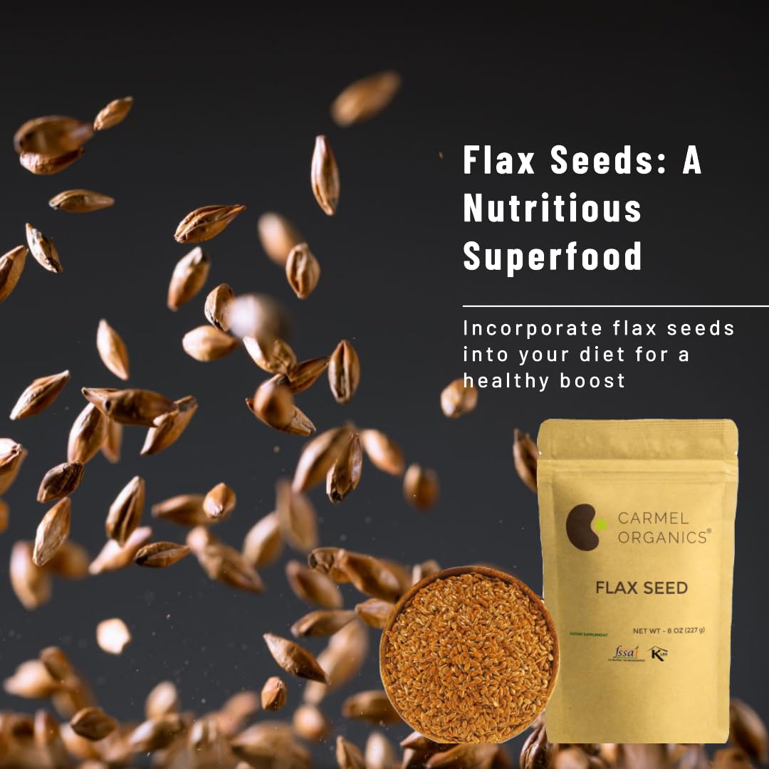 Organic Flax Seeds Whole 24 Ounce or 680 g (1.5 Lb) | Non GMO | Kosher | USDA Certified Organic | By Carmel Organics | Unroasted