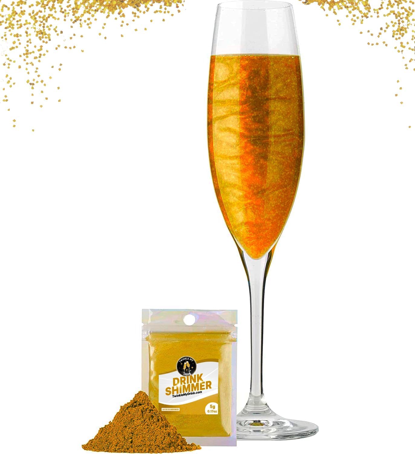 Twinkle My Drink Royal Gold Premium Edible Glitter for Drinks | Thanksgiving Supplies | Edible Drink Shimmer | Christmas Gold Gl