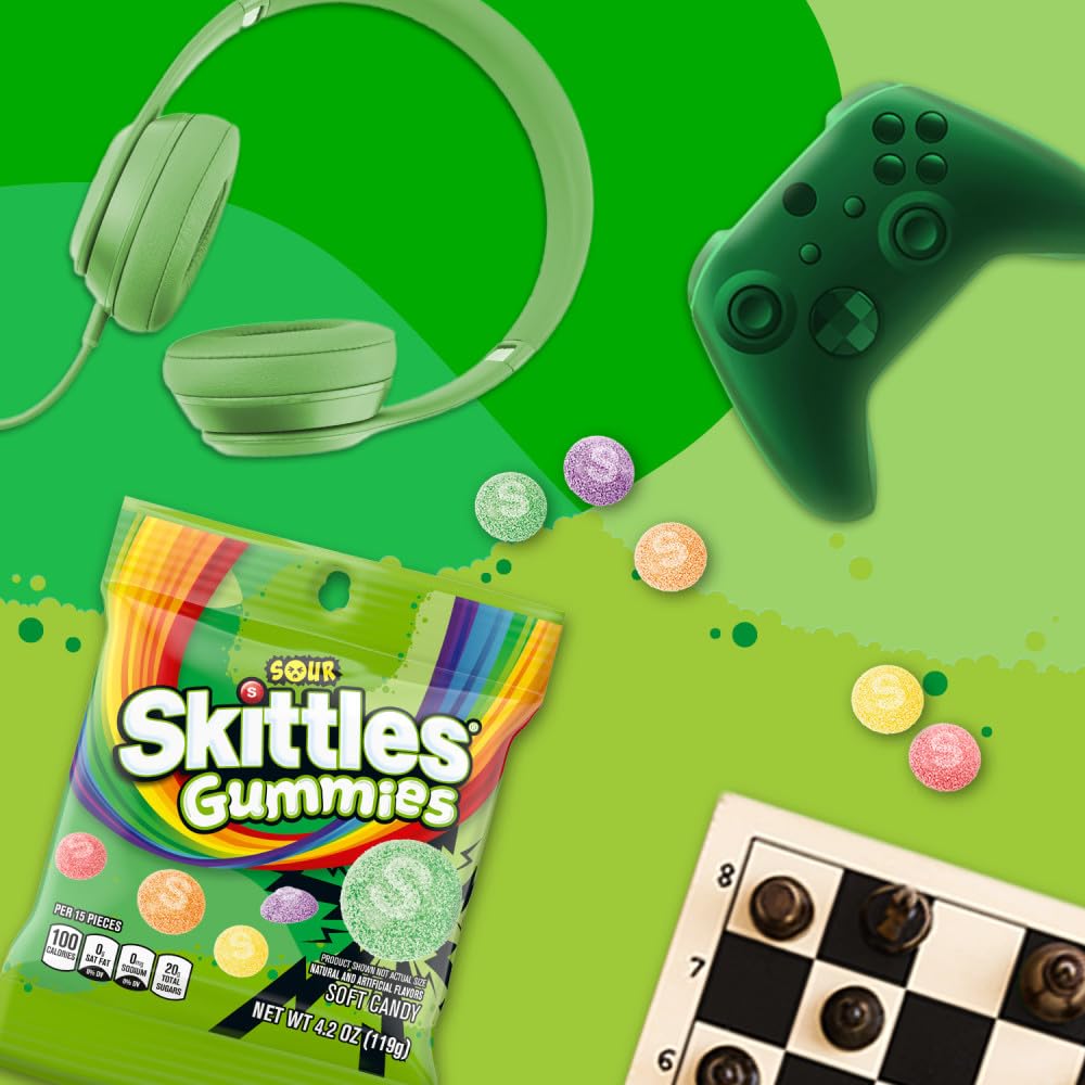 SKITTLES Gummies Sour Tart Gummy Candy  4.2 Oz Bags (Pack of 12) Bulk Candy