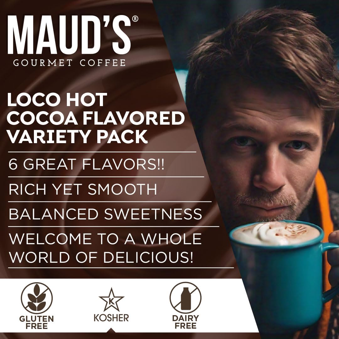 Mauds Flavored Hot Chocolate Variety Pack  48ct  Recyclable Single Serve Pods  Compatible with Keurig K Cups Maker