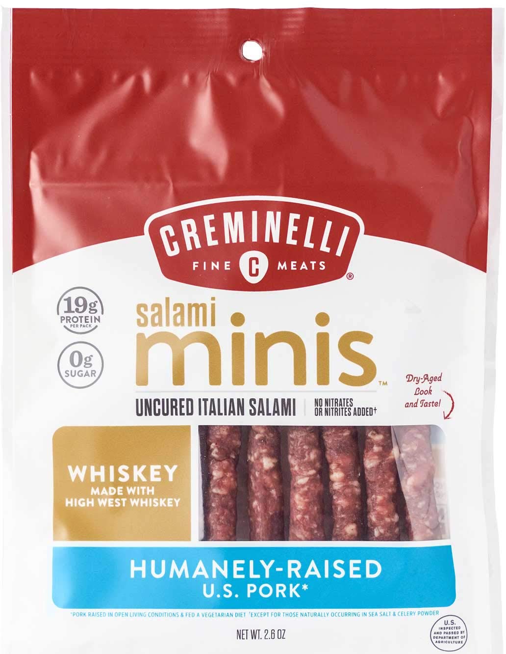 Creminelli Salami Minis Uncured Italian Salami, 2.6 Ounce, 12 per Case