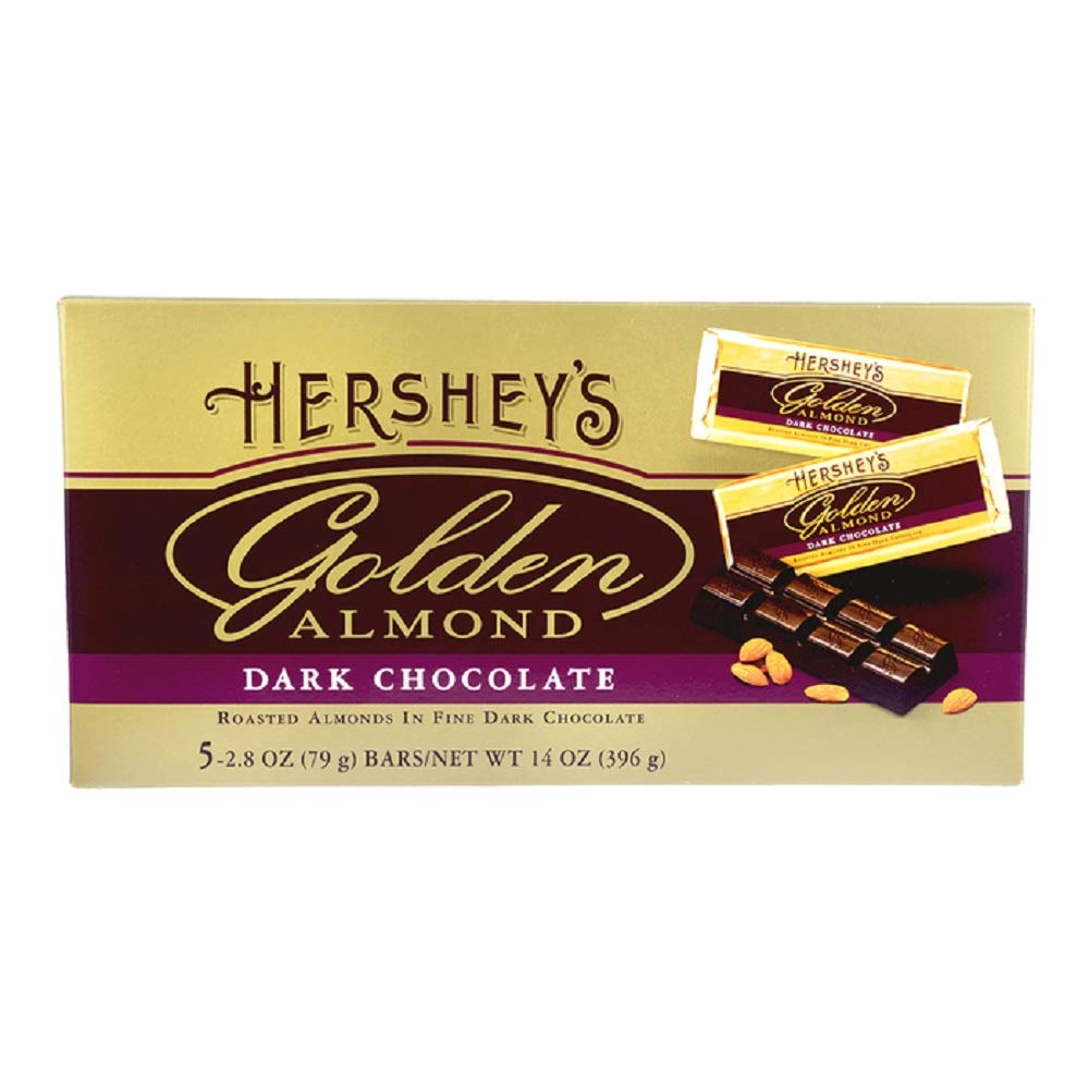 Hershey'S Golden Almond Dark Chocolate Bar, 14 Oz. Gift Box 5 X 2.8Oz