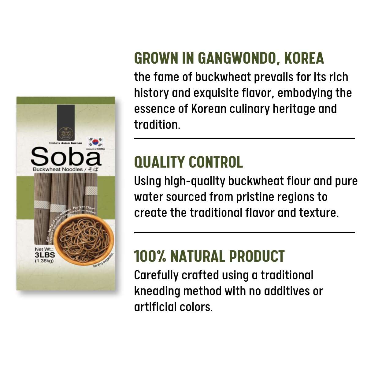 Unha Japanese Buckwheat Noodle, Air Dried Soba Noodle 4 Simply Ingredients, Used For Cold Soup Or Hot Soup - 3Lb Per Pack
