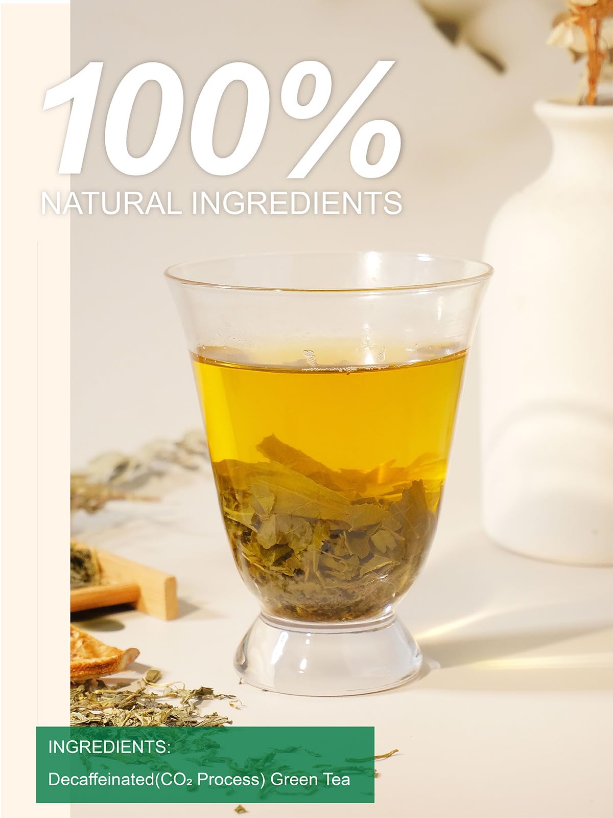 TeeLux Decaf Green Tea  CO2 Decaffeinated Green Tea Loose leaf  Delicate & Smooth Flavor  7oz
