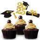 Partico Gold Glitter Graduation Cupcake Topper, 24pcs, Paper, Class of 2025, Food/Appetizer Picks