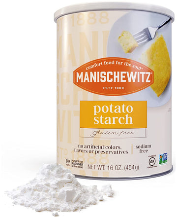 Manischewitz Pure Potato Starch, 16Oz (1Lb Resealable Container) Gluten Free, Non Gmo, Kosher (Including Passover)