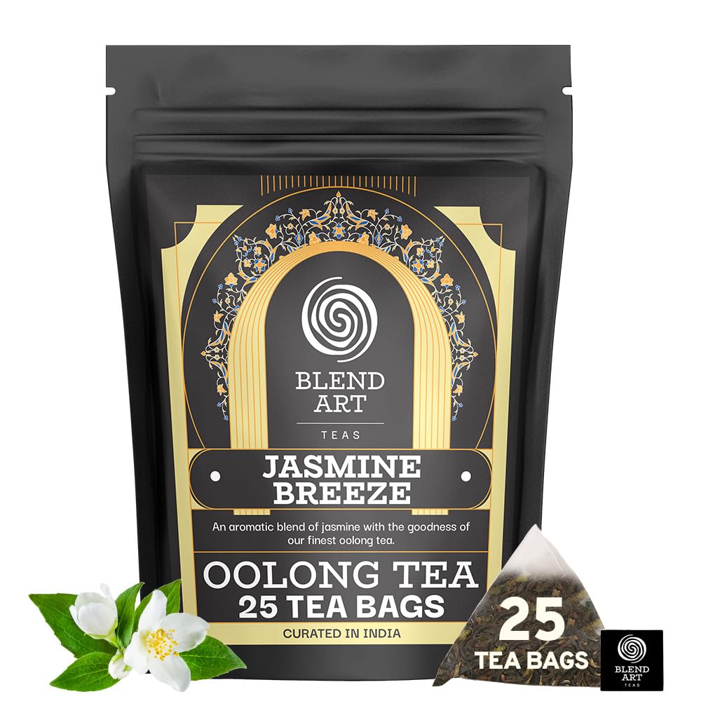 Jasmine Oolong Tea Bags, 25 Count Plant Based Gluten Free High Mountain Oolong Tea - Unsweetened Tea | Light & Floral | Hot Brew