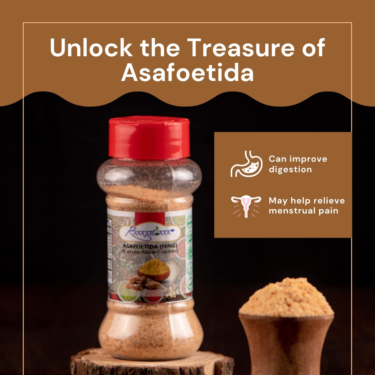 Ramaroma Asafetida (Hing) Ground 3.5Oz (100G) ~ All Natural | Salt Free | Vegan | Non-Gmo | Asafoetida Indian Spice | Best For O