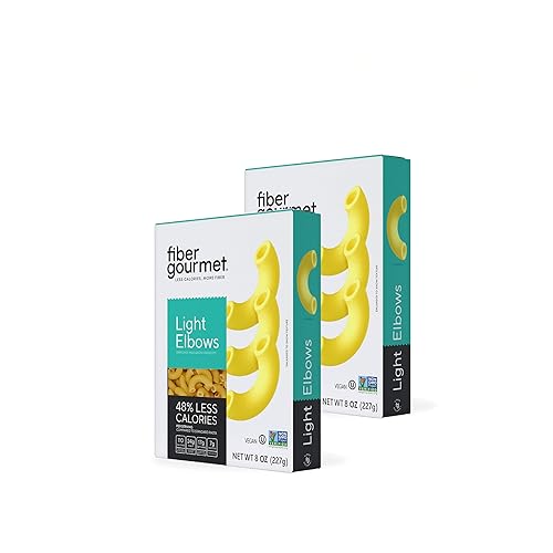 Fiber Gourmet Light Elbow Pasta, Low Calorie & Fiber-Rich Pasta, Made In Italy, Non-Gmo, Kosher, Vegan, Zero Artificial Colors Or Flavoring, 8 Oz, Pack Of 2