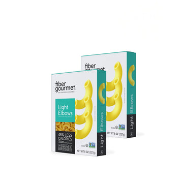 Fiber Gourmet Light Elbow Pasta, Low Calorie & Fiber-Rich Pasta, Made In Italy, Non-Gmo, Kosher, Vegan, Zero Artificial Colors Or Flavoring, 8 Oz, Pack Of 2