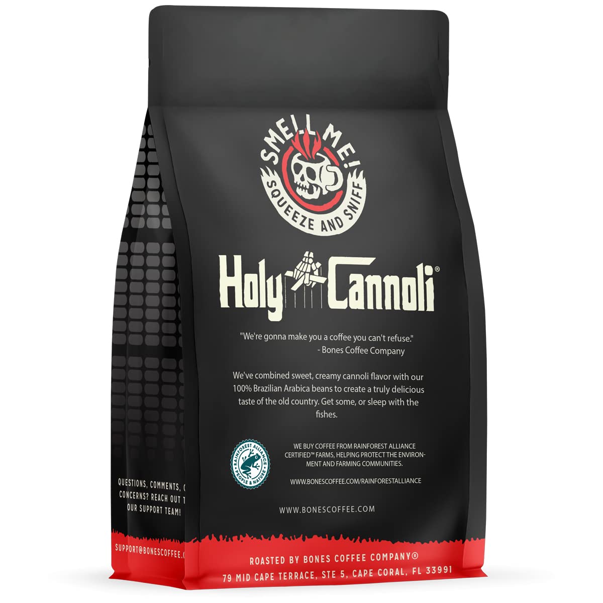 Bones Coffee Company Holy Cannoli Flavored Ground Coffee Beans Cannoli Flavor | 12 Oz Medium Roast Arabica Low Acid Coffee | Gou