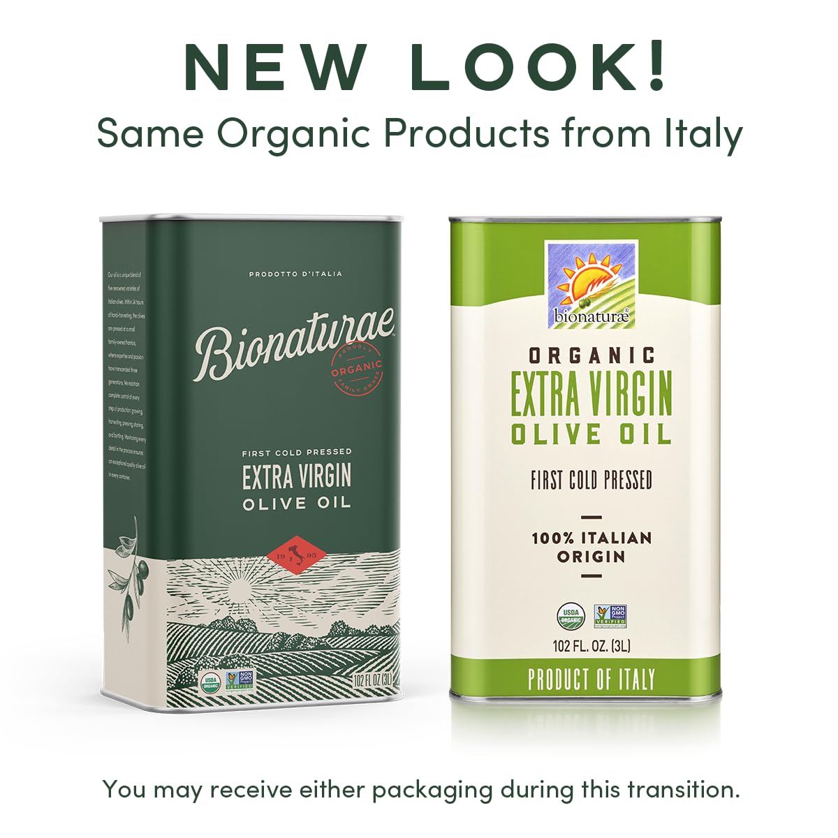 Bionaturae Extra Virgin Olive Oil - Organic, Non-GMO, 102 Fl Oz (Pack of 2) - Made in Italy, USDA Certified Organic