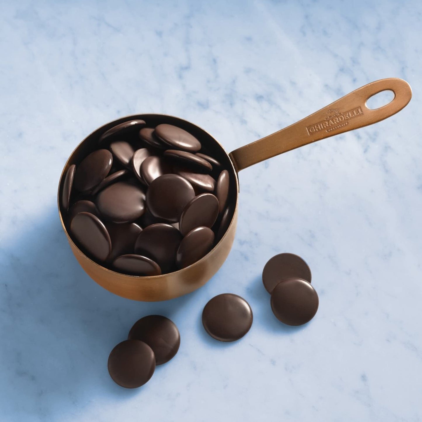 Ghirardelli Unsweetened Wafers, 5 lb Bag, Dark Brown, Includes Stamped Barista Spoon