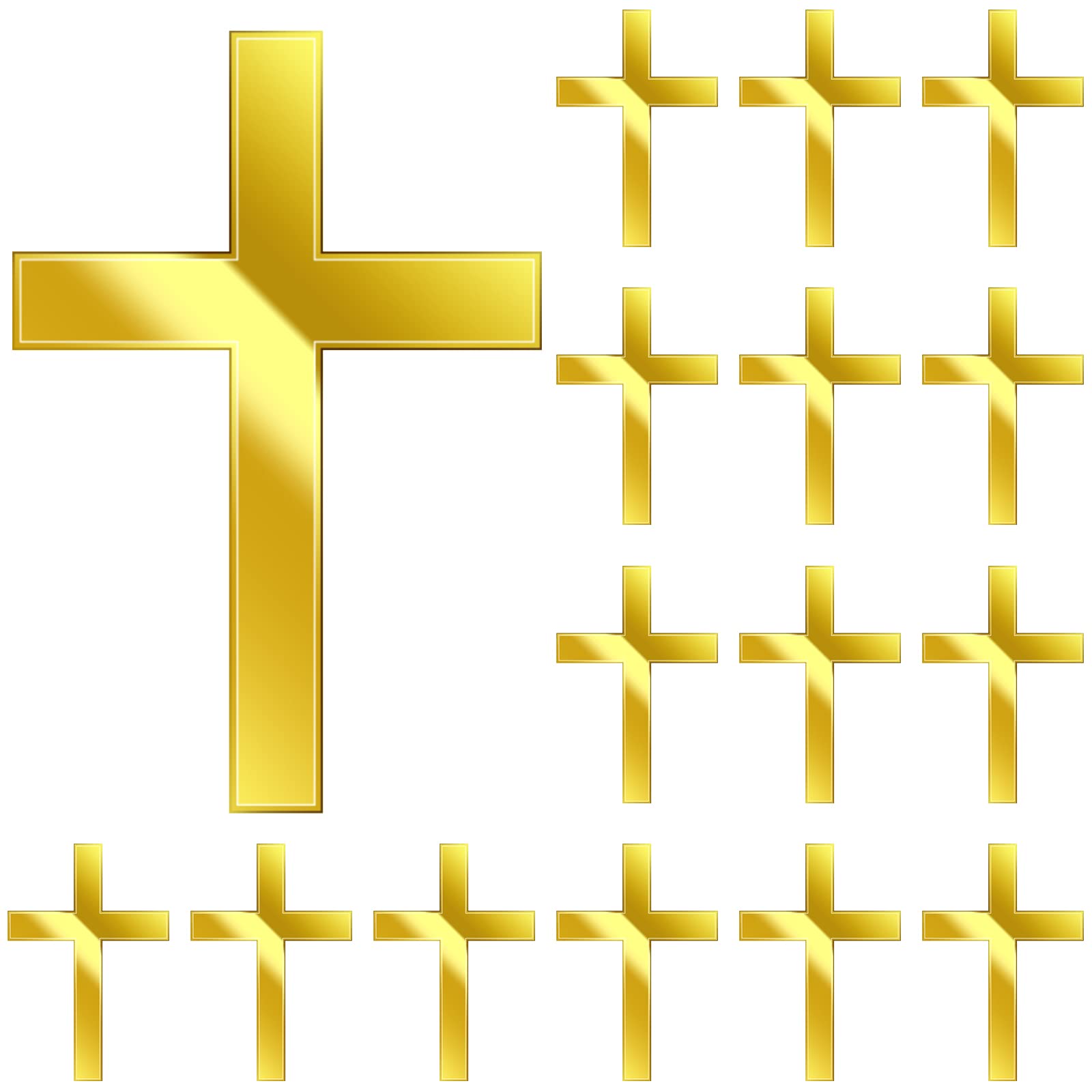 16 Pieces Baptism Cake Toppers Crossing Cupcake Toppers Gold Mirror Acrylic Cake Topper Baptism Decor Christian Decorations (Cla