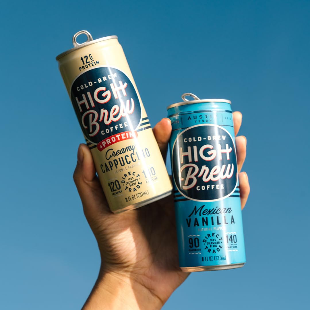 High Brew Coffee Cold Brew Coffee Creamy Cappuccino 12g Protein 8 Fl Oz Pack of 12 Original Version HBC00560