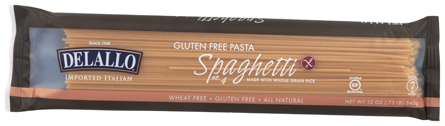 Delallo Whole Grain Spaghetti Pasta, Gluten Free & Non-GMO, 12 Oz (Pack of 12)