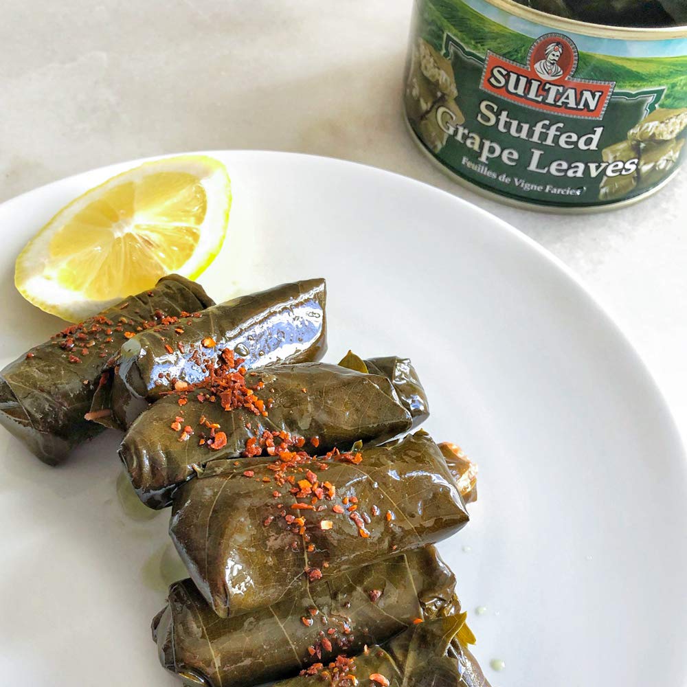 Sultan Vegetarian Stuffed Grape Leaves, Precooked Premium Dolma, Dolmades. Perfect For Mezze Platter, Serve Hot Or Cold, Appetizer Or Entrée! 14 Oz Pack Of 24