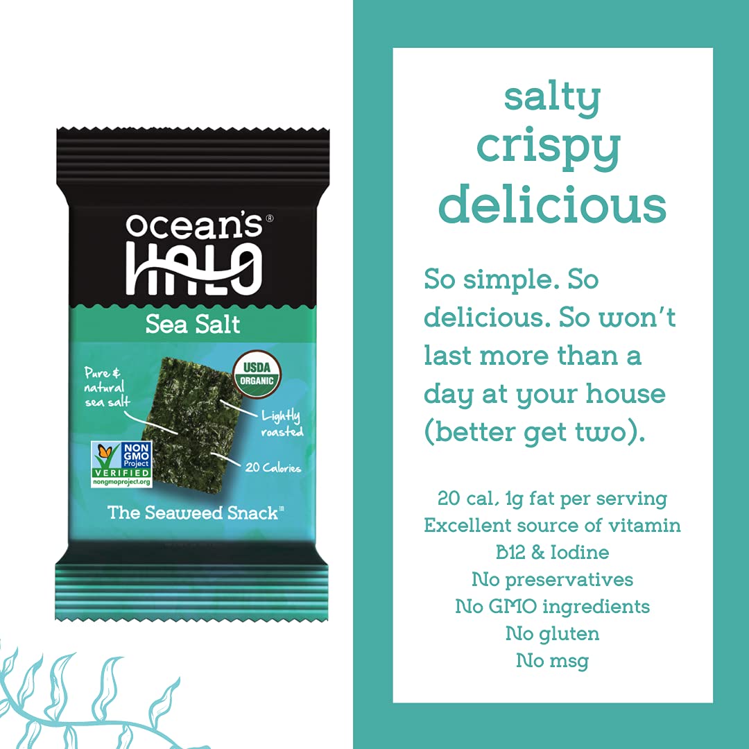 Ocean'S Halo Seaweed Snacks (Sea Salt) 1 Case Of 12 Unit Trays