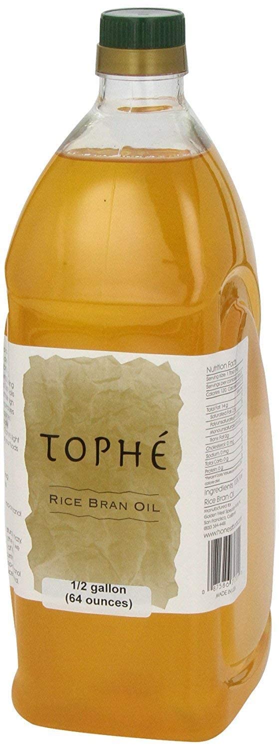 Rice Bran Oil | All Natural, Made From 100% Non-Gmo Rice | Rich In Vitamin E And Gamma-Oryzanol | Unfiltered, Non Winterized, No Trans Fat And Heart Healthy | 1/2 Gallon By Tophe