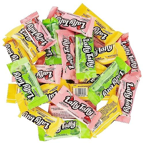 Laffy-Taffycandy chewy Includes Banana, Cherry, Sour Green Apple, and more, 2 Pounds Family Pack Fun Size Joke Individually Wrap