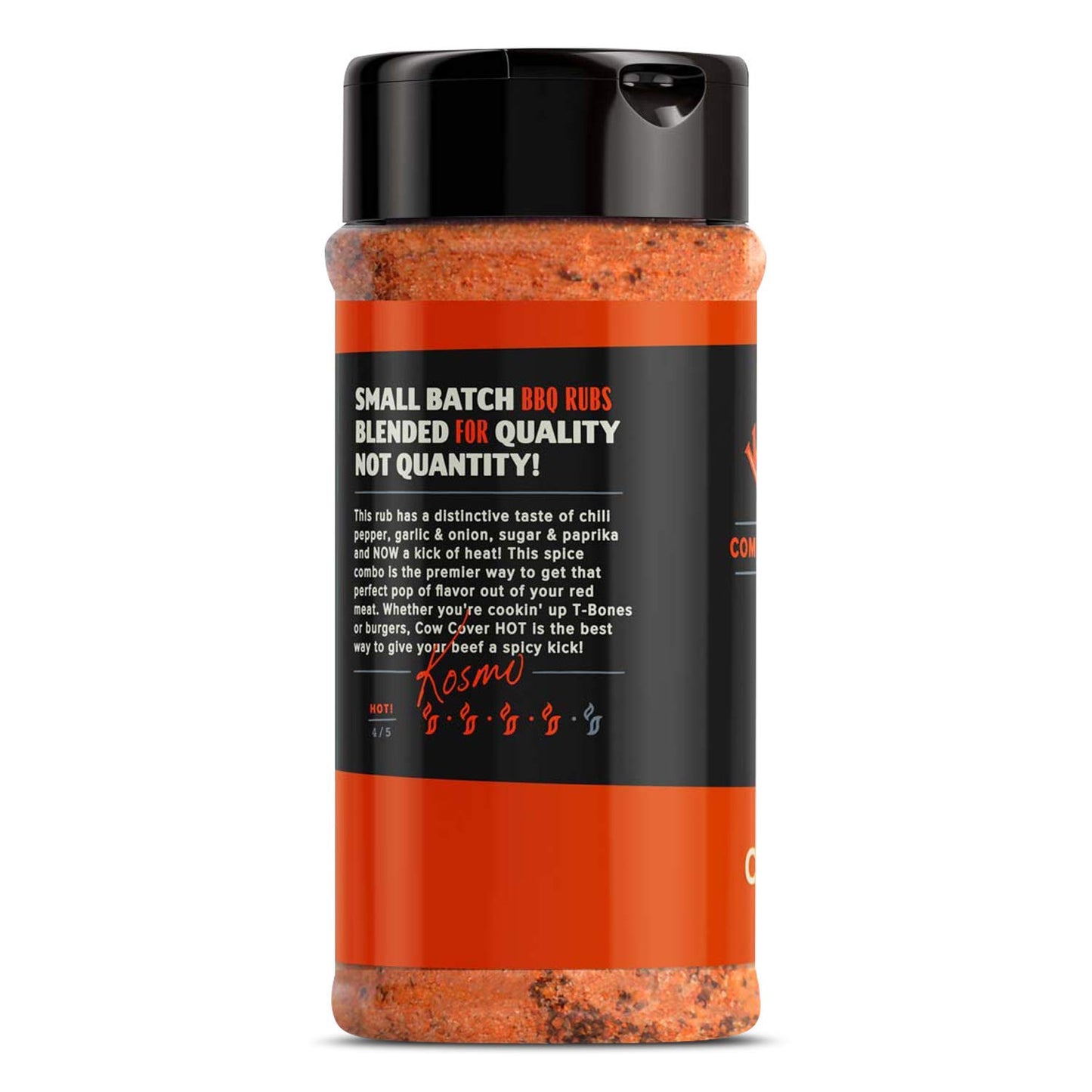 Kosmos Q Cow Cover Hot Bbq Rub | Savory & Spicy Blend | Great On Brisket, Steak, Ribs & Burgers | Best Barbecue Rub | Meat Seaso