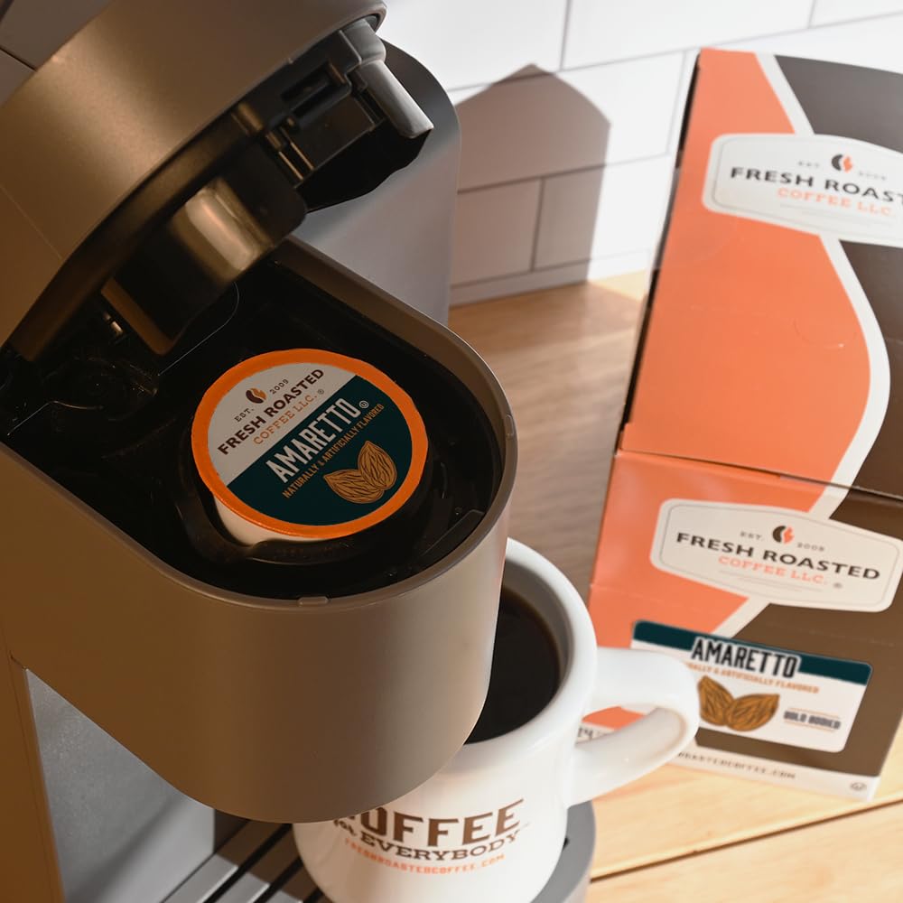 Fresh Roasted Coffee Amaretto Flavored Coffee Pods K-Cup Compatible 24 Count