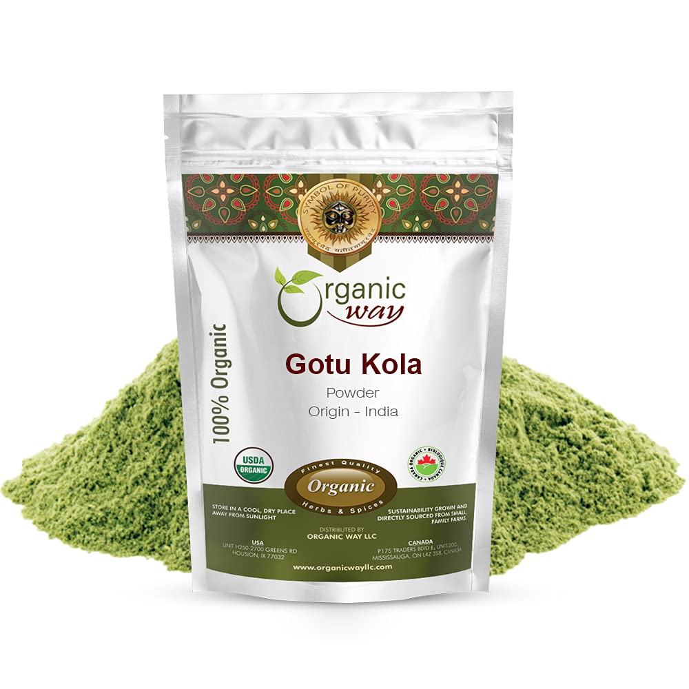 Organic Way Gotu Kola Powder (Centella asiatica) - Kosher & USDA Certified | Vegan, Non-GMO & Gluten Free | Tested for Heavy Met
