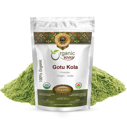 Organic Way Gotu Kola Powder (Centella asiatica) - Kosher & USDA Certified | Vegan, Non-GMO & Gluten Free | Tested for Heavy Met