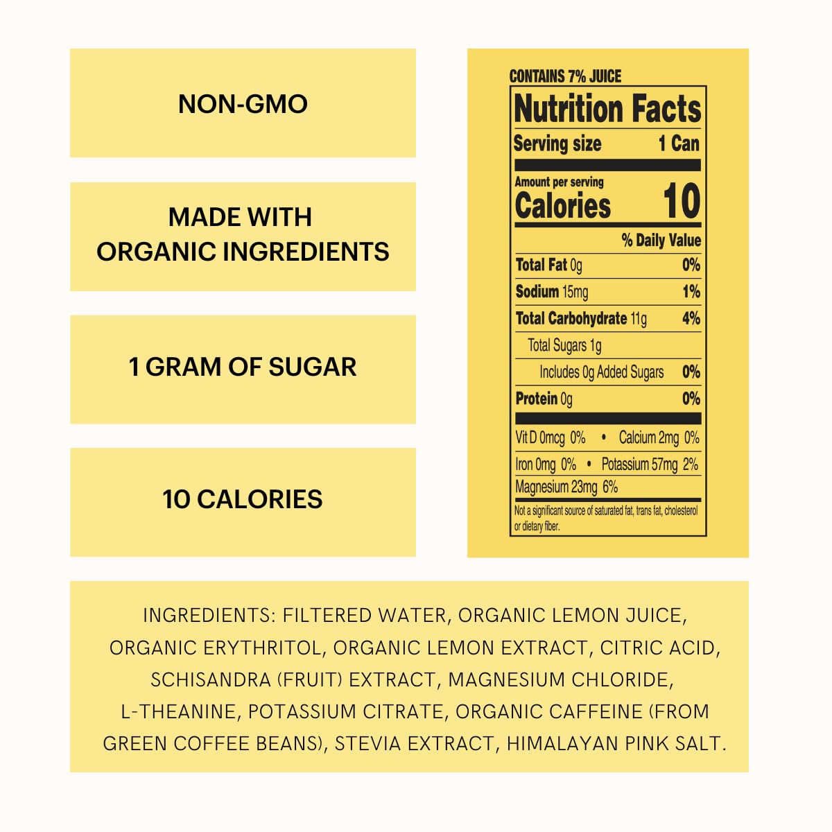 Heywell Sparkling Adaptogenic Water Energy And Focus, Lemon Fizz Flavor 12 Fluid Ounce (Pack Of 12) - Caffeinated, Organic, Non