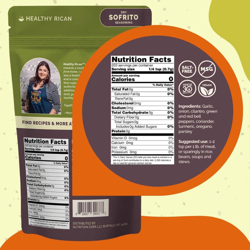Healthy Rican Sofrito Spice Herb Seasoning Mix - Non-GMO, Gluten-Free, Low Sodium - 5 Ounce