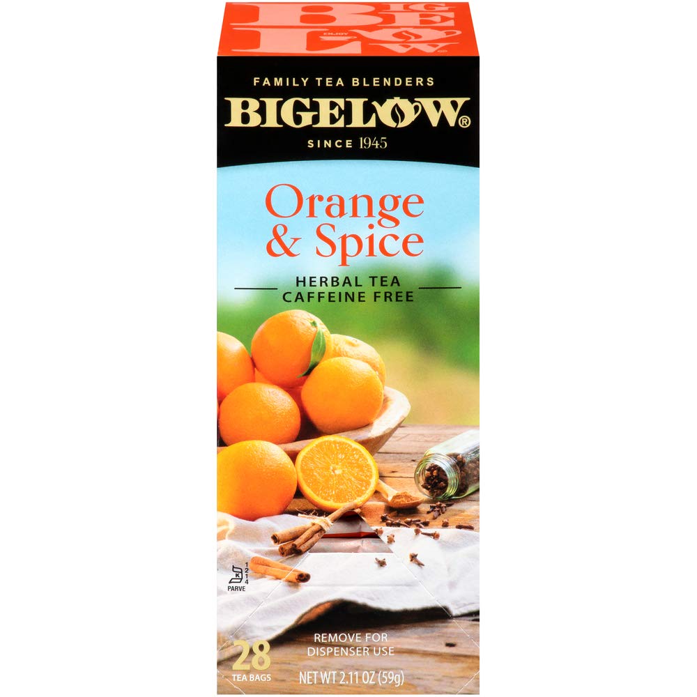 Bigelow Tea Orange & Spice Herbal Tea, 28 Count, Caffeine-Free, Sweetly Citrus-y, Model 10398 - BX