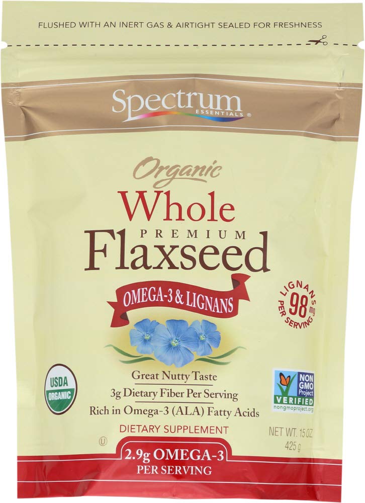 Spectrum Essential Flaxseed Organic Whole 15 Ounce (2 Pack)