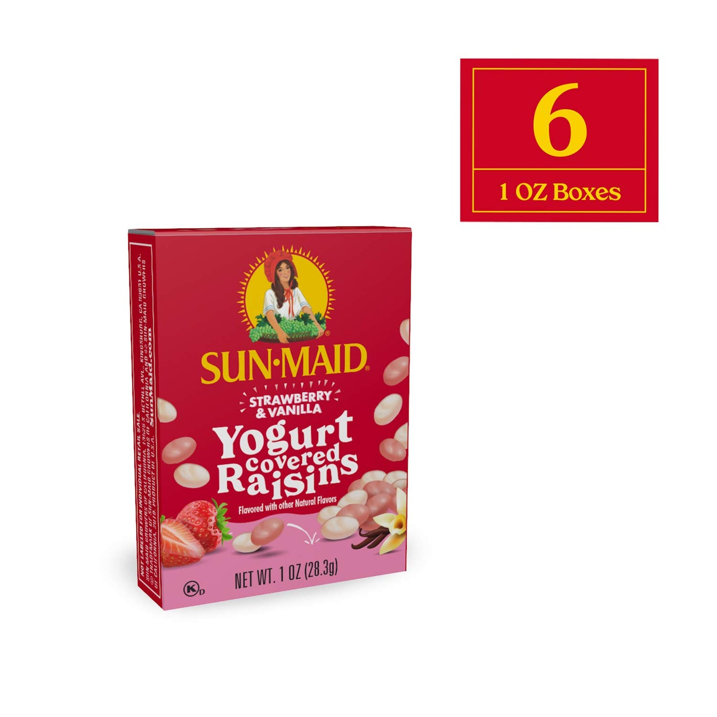 Sun-Maid Strawberry & Vanilla Yogurt Covered Raisins 6-Pack/1Oz Cartons
