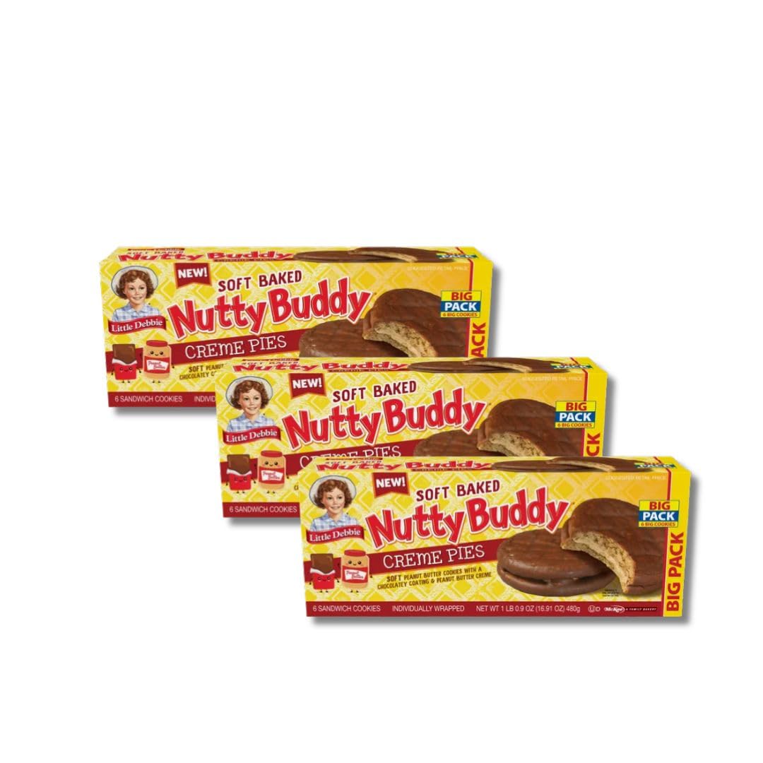 NEW NEW NEW Nutty Buddy Soft Baked Creme Pies, Big Pack, 3 Boxes Exclusive Bundle