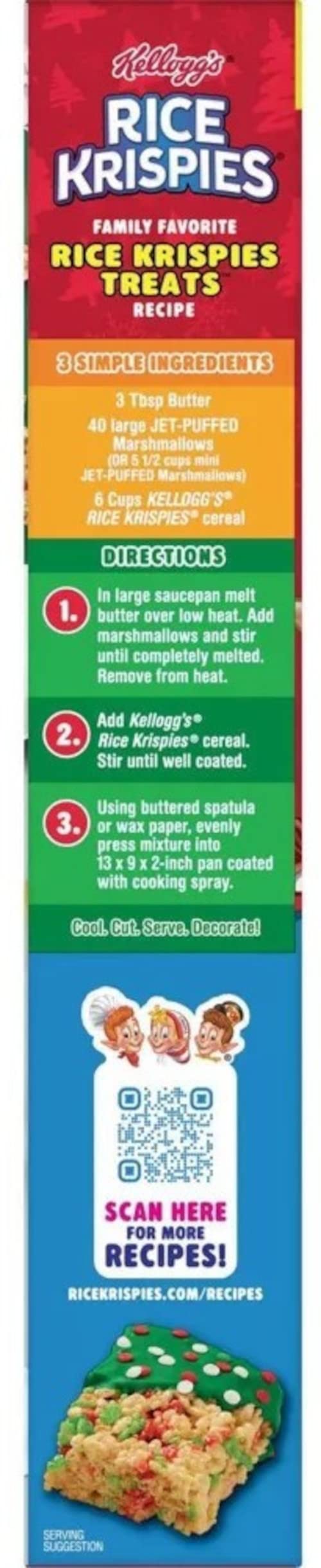 Rice Krispies Breakfast Cereal, Christmas Pack, Family Size, Original with Holiday Colors, 12oz Box (1 Box)