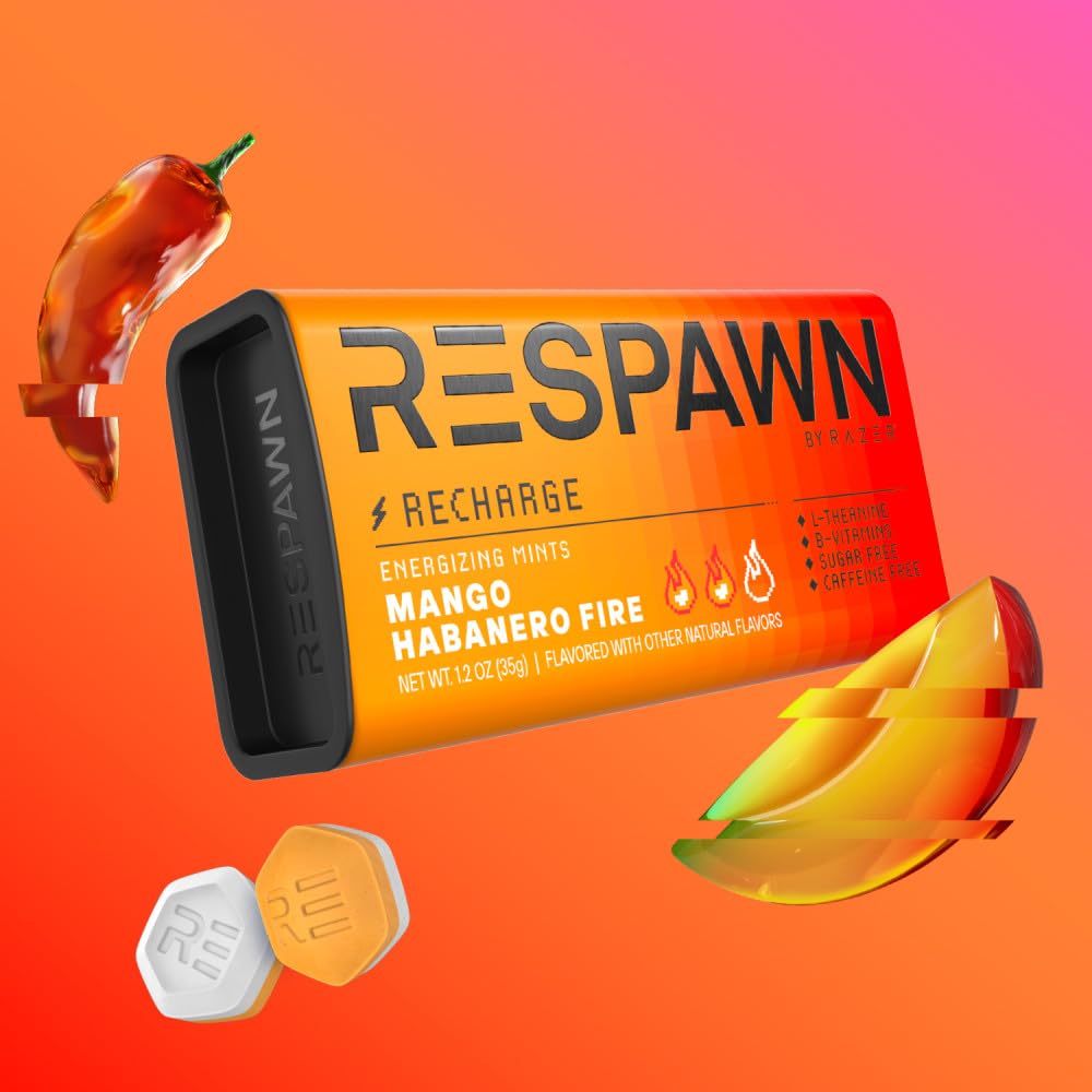 Respawn By Razer Spicy Mango Habanero Fire Mints Sugar Free, 1 Oz Packs (Pack Of 8)