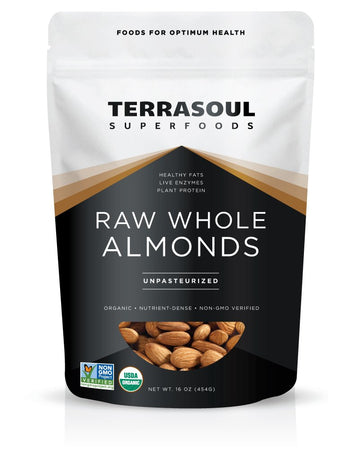 Terrasoul Superfoods Raw Unpasteurized Organic Almonds (Sproutable)  1 Pound