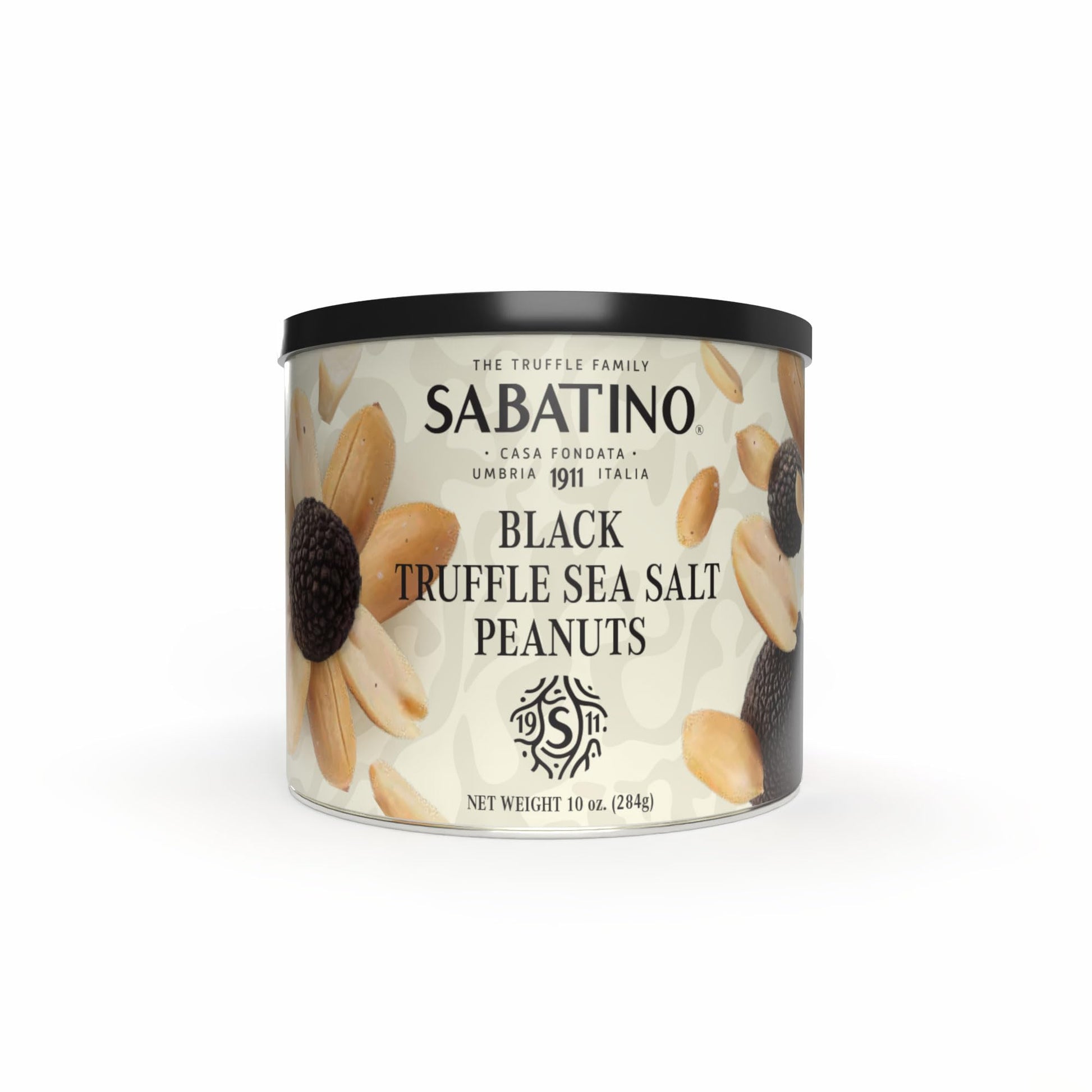 Sabatino Black Truffle Sea Salt Peanuts - Gourmet Roasted Peanuts with Black Truffle & Sea Salt, Premium Snack, Keto-Friendly, 1