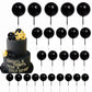 HZMM 25 Pcs Foam Pearl Balls Cake Toppers for Birthday, Wedding, Baby Shower, Black, Model 800401