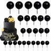 HZMM 25 Pcs Foam Pearl Balls Cake Toppers for Birthday, Wedding, Baby Shower, Black, Model 800401