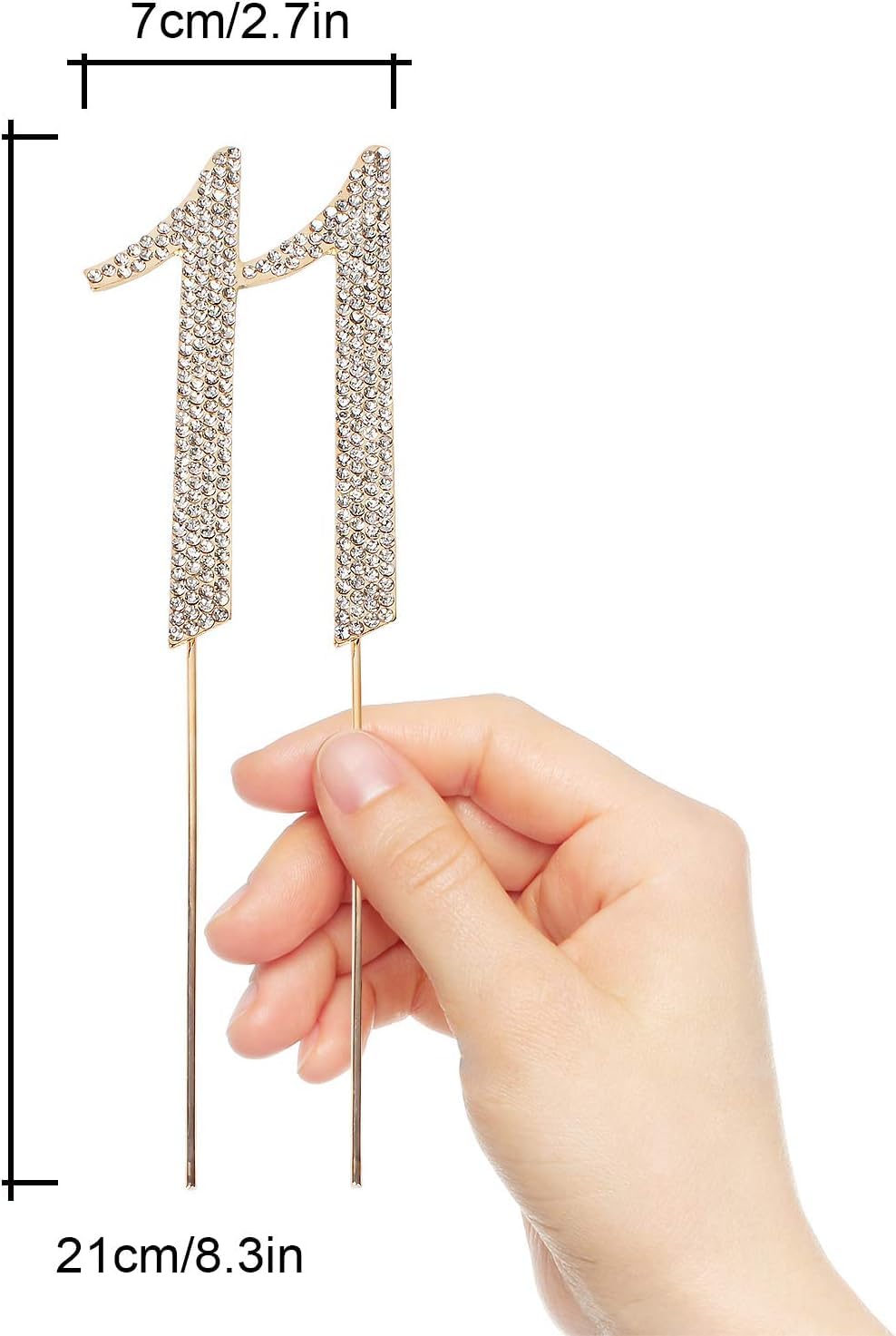 Hatcher Lee Bling Crystal Rhinestone 11 Birthday Cake Topper - Best Keepsake | 11Th Party Decorations Gold