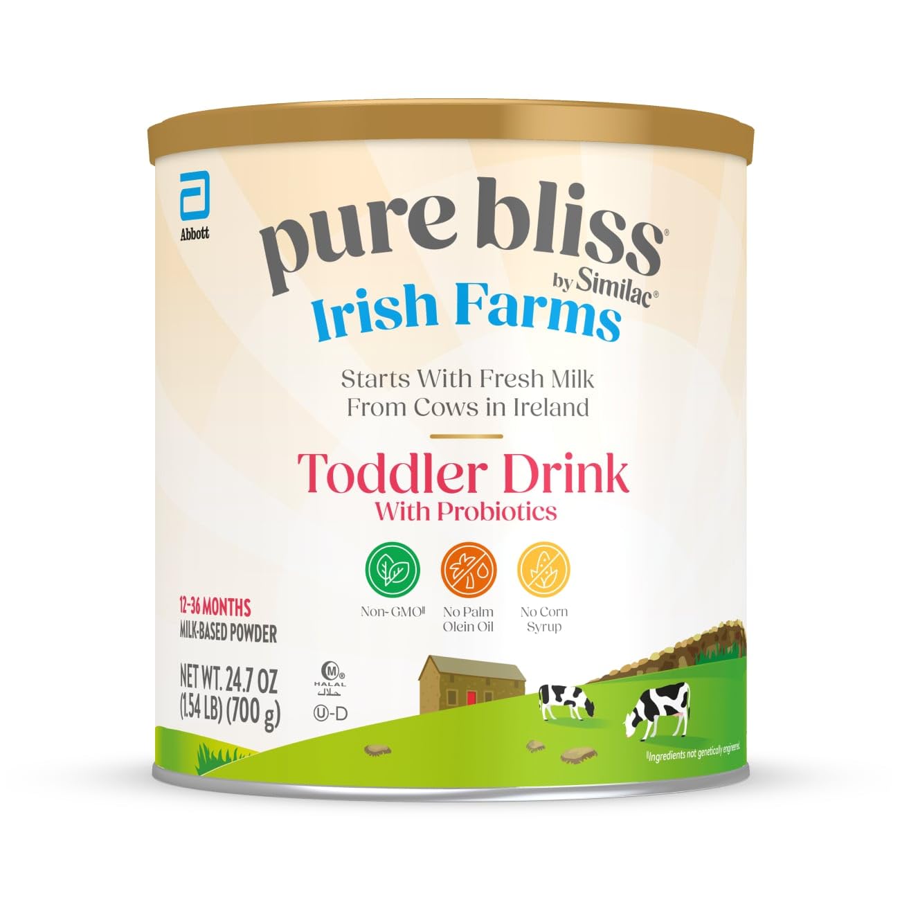 Pure Bliss By Similac Irish Farms Toddler Drink,* Easy To Digest, Non-Gmo, Powder, 24.7-Oz Can