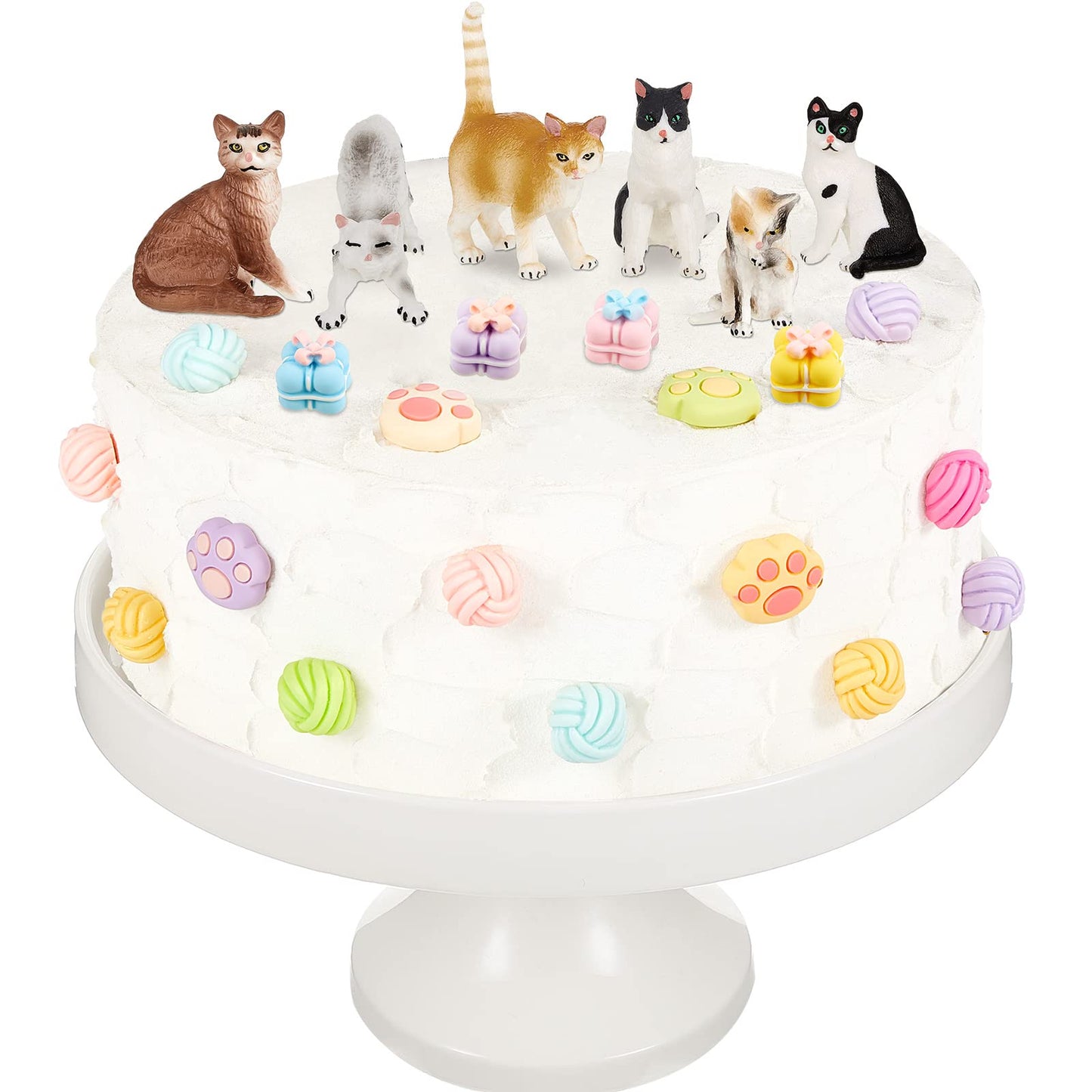 Chunful Cat Cake Topper Set, 26 Pcs Cute Figurines for Birthday Party, Resin, Gray/Black