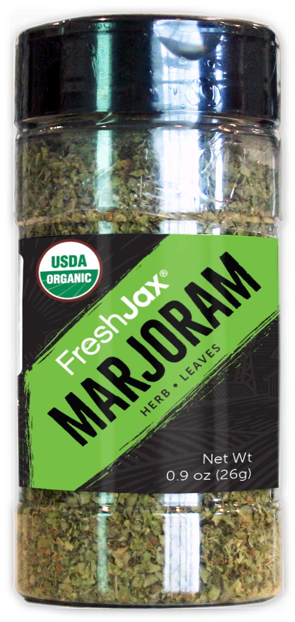 Freshjax Premium Organic Spices, Herbs, Seasonings, And Salts (Certified Organic Marjoram - Large Bottle)