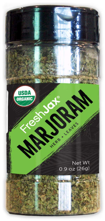 Freshjax Premium Organic Spices, Herbs, Seasonings, And Salts (Certified Organic Marjoram - Large Bottle)