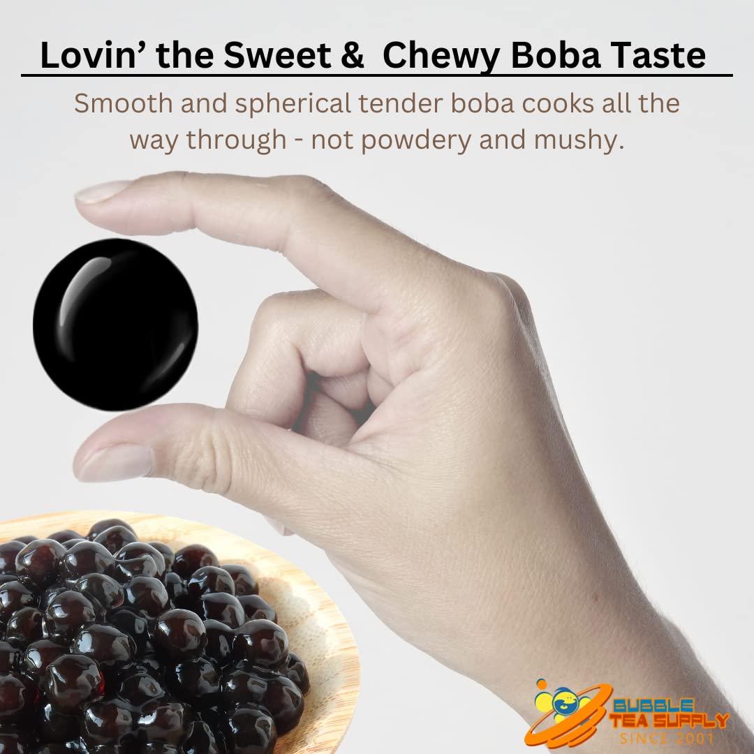 Tapioca Pearls Brown Sugar Flavor Boba Balls For Milk Tea From Taiwan By Bubble Tea Supply | 2.2 Lb Bag With 28+ Servings | Easy
