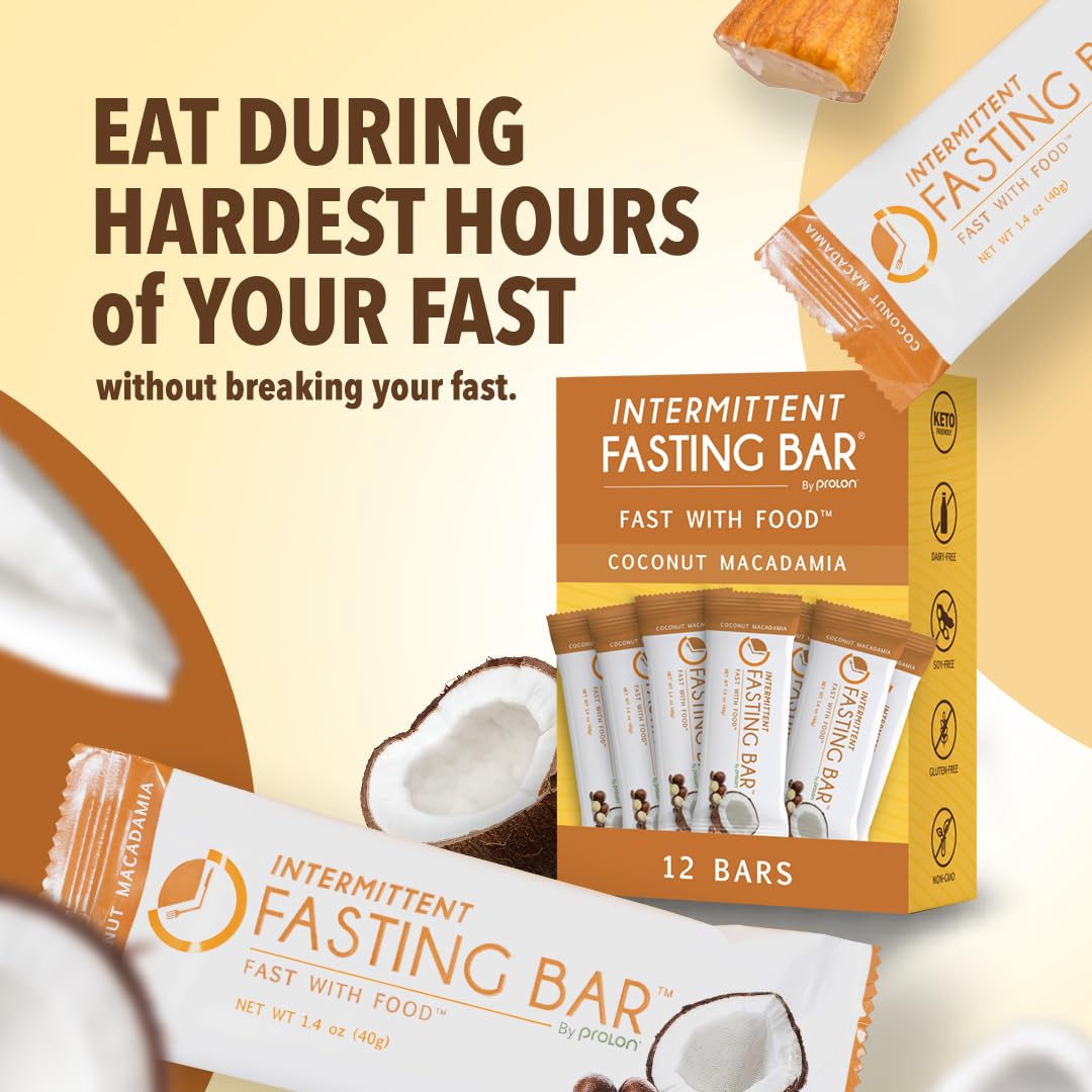 Prolon Fasting Bars | 5G Protein, 7G Fiber | Keto-Friendly, Gluten-Free, Dairy-Free, Plant-Based | Nutrition For Intermittent Fasting | Formulated To Not Break Your Fast | Coconut Macadamia Nut (12 Count)
